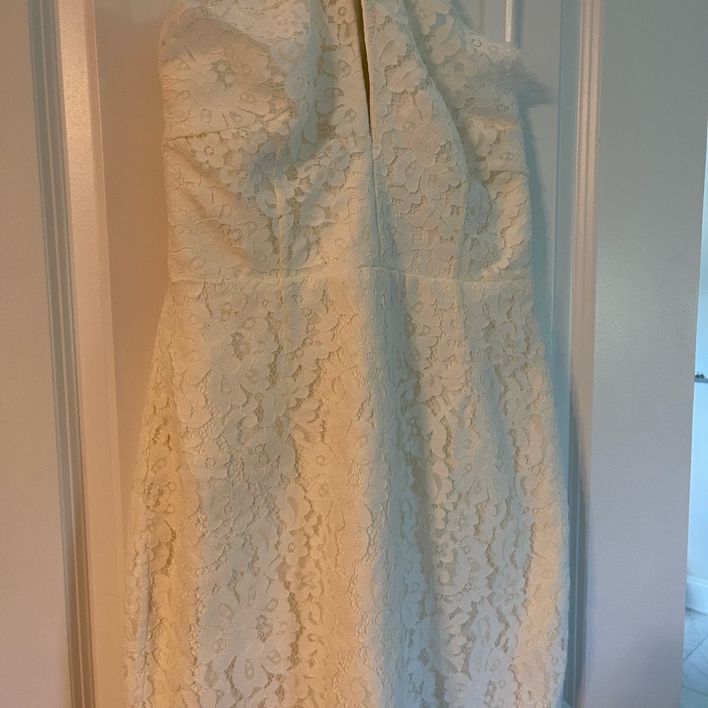 Keepsake High Roads Ivory lace halter backless dress 👗 - Picture 6 of 6
